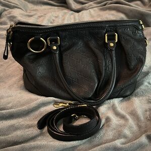 Gucci GG logo sukey tote doctor satchel bag purse crossbody black leather Boston